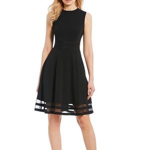 Black Calvin Klein A-Line Dress with Mesh Detail